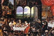 Jan Brueghel The Elder The Senses of Hearing, Touch and Taste oil painting on canvas